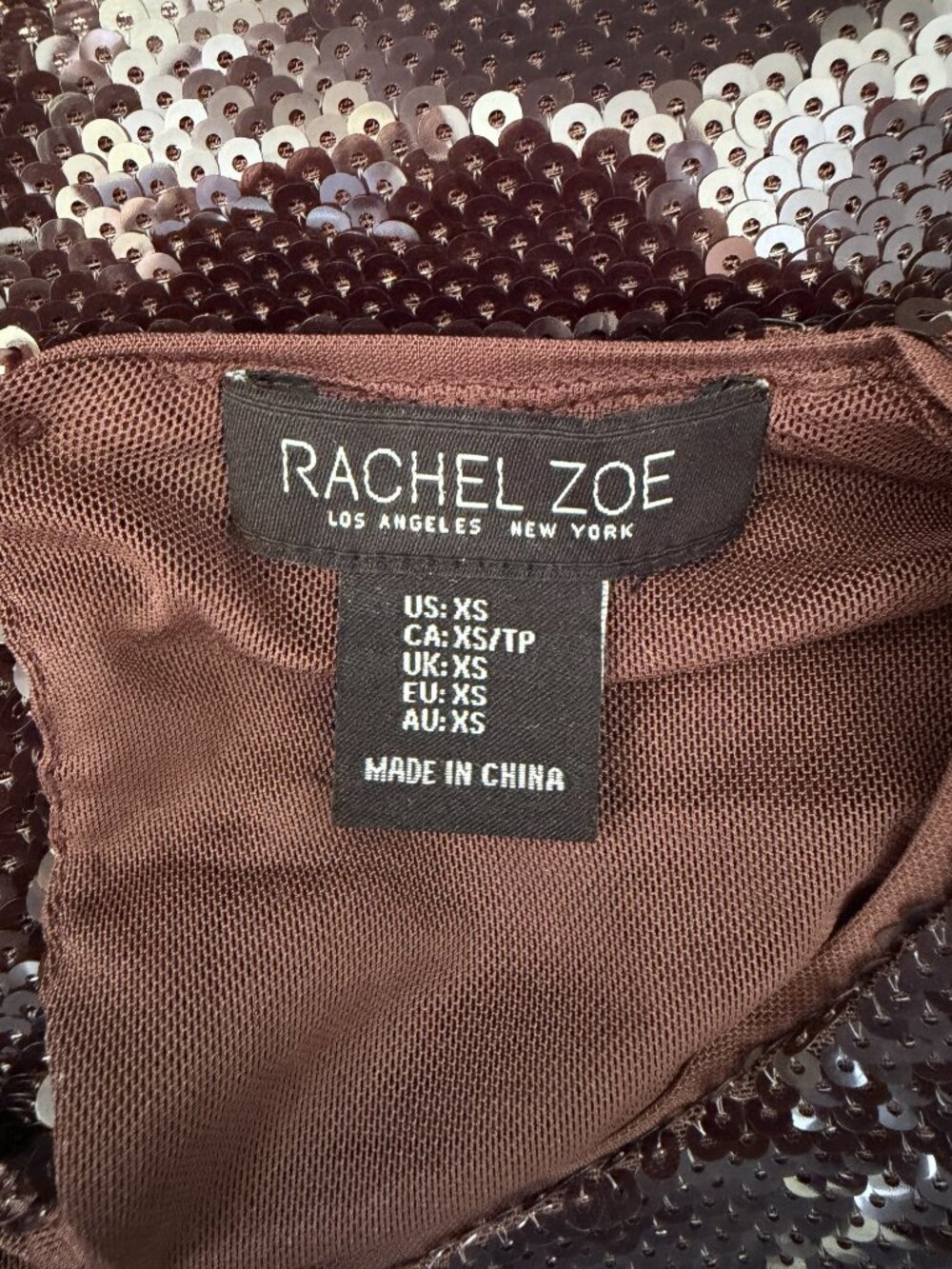 Rachel Zoe Los Angeles New York Brown Sequins Top Size XS NWOT - Picture 2 of 7